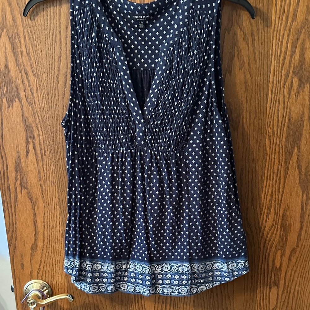 lucky brand Navy Blue Blouse
